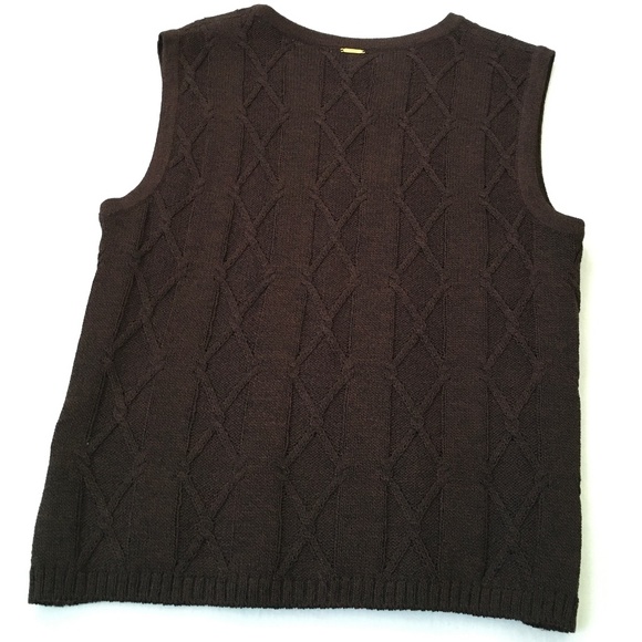 ST. JOHN Santana Knit Twin Set Tank Hooded Zip Cardigan Small Brown - Picture 9 of 13